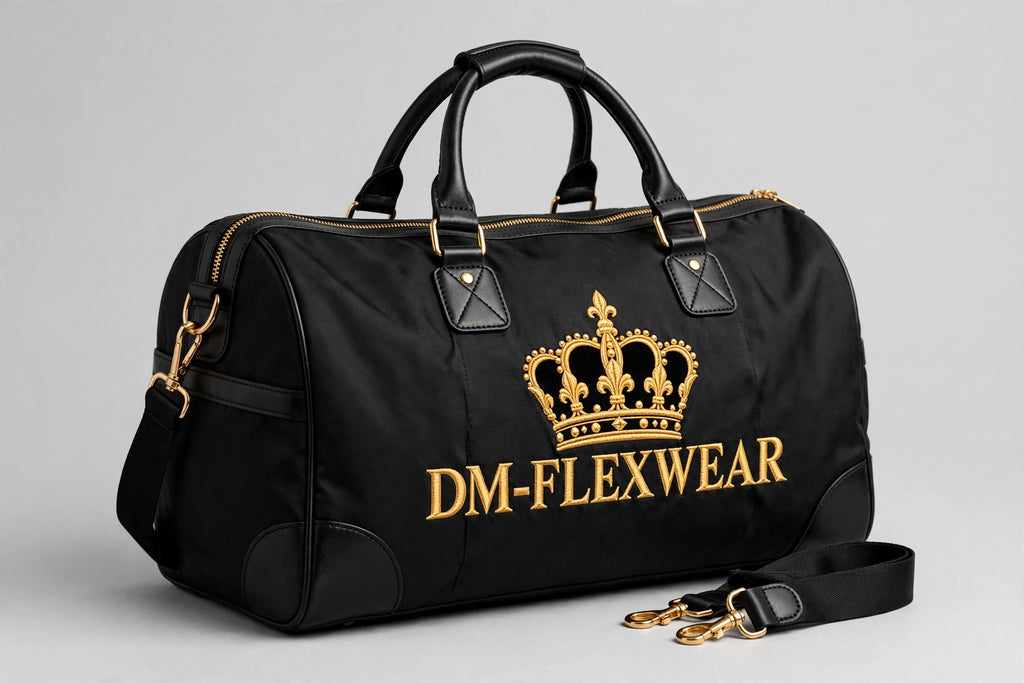 DM-FlexWear Crown Embroidered Duffle Bag — Black