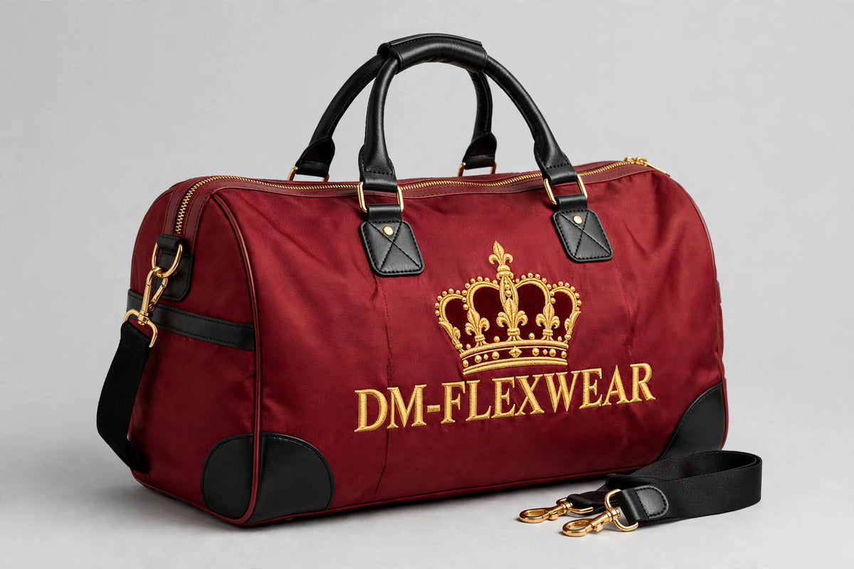 DM-FlexWear Crown Embroidered Duffle Bag — Red