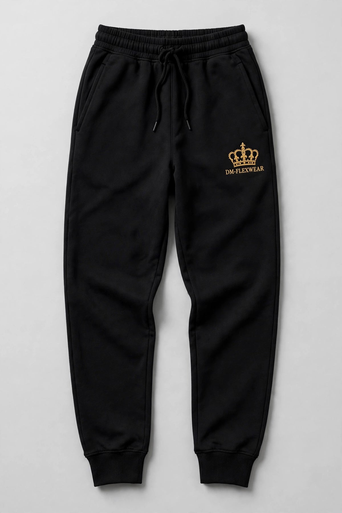 DM-FlexWear Crown Embroidered Joggers — Black