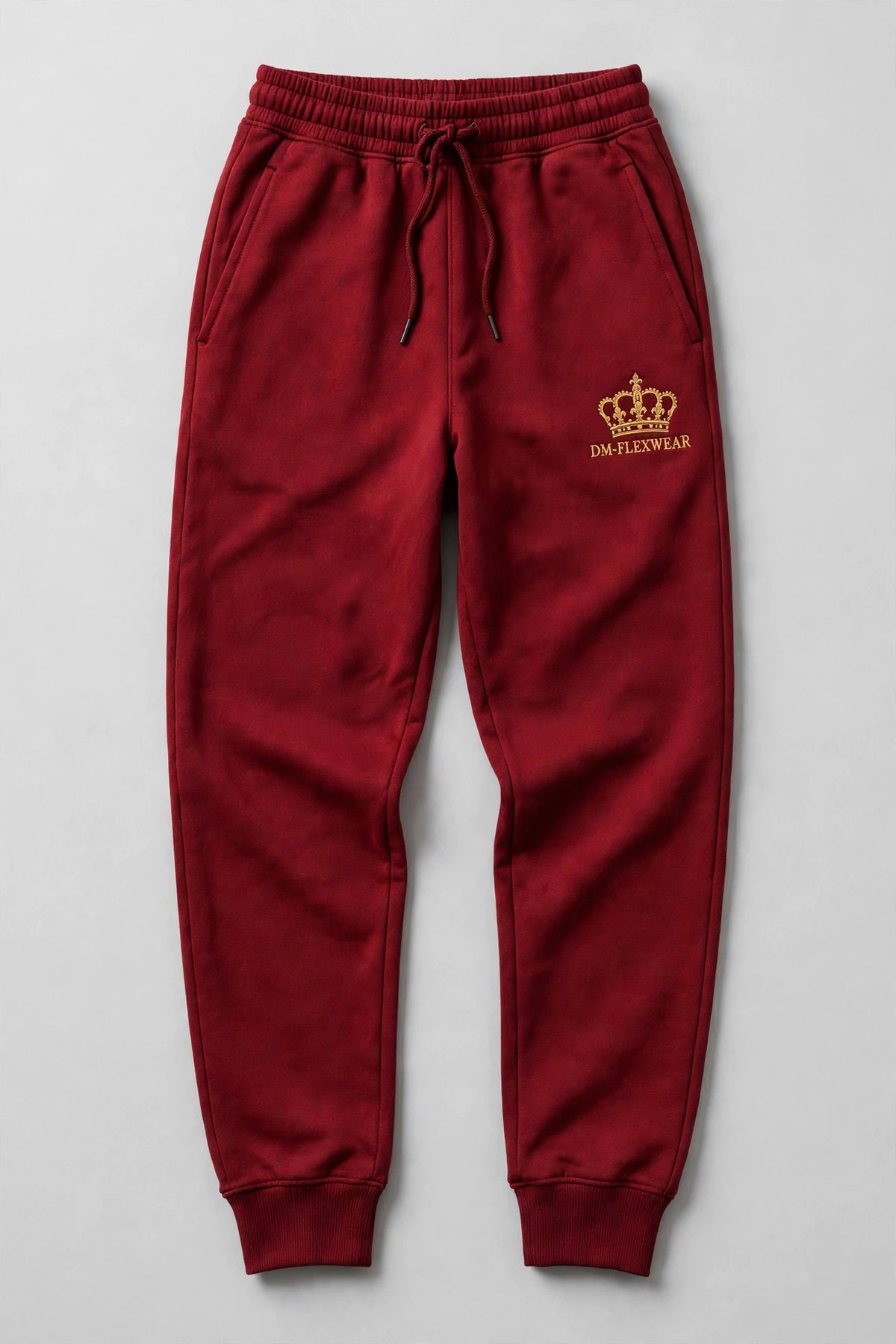 DM-FlexWear Crown Embroidered Joggers — Red