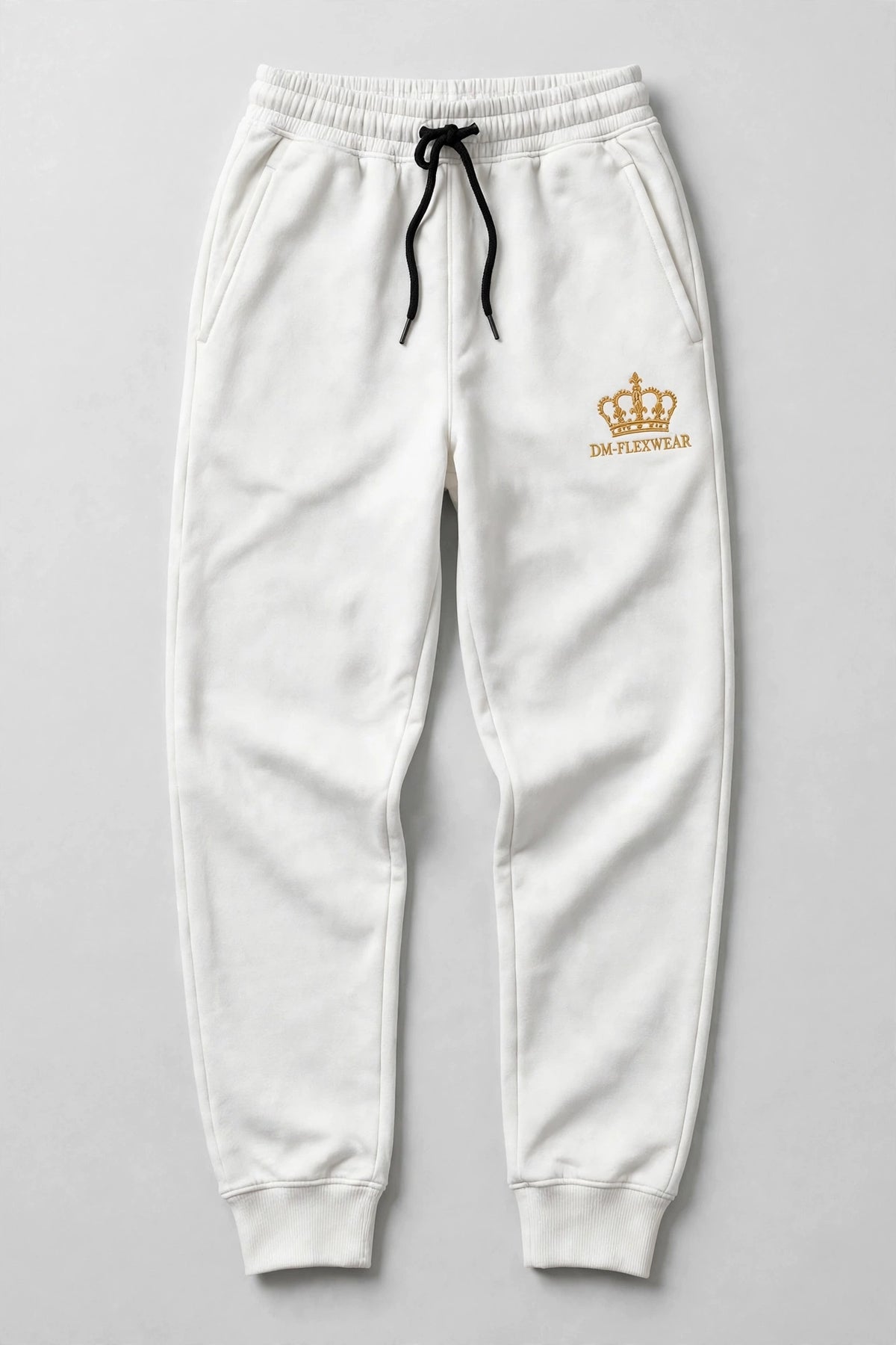 DM-FlexWear Crown Embroidered Joggers — White