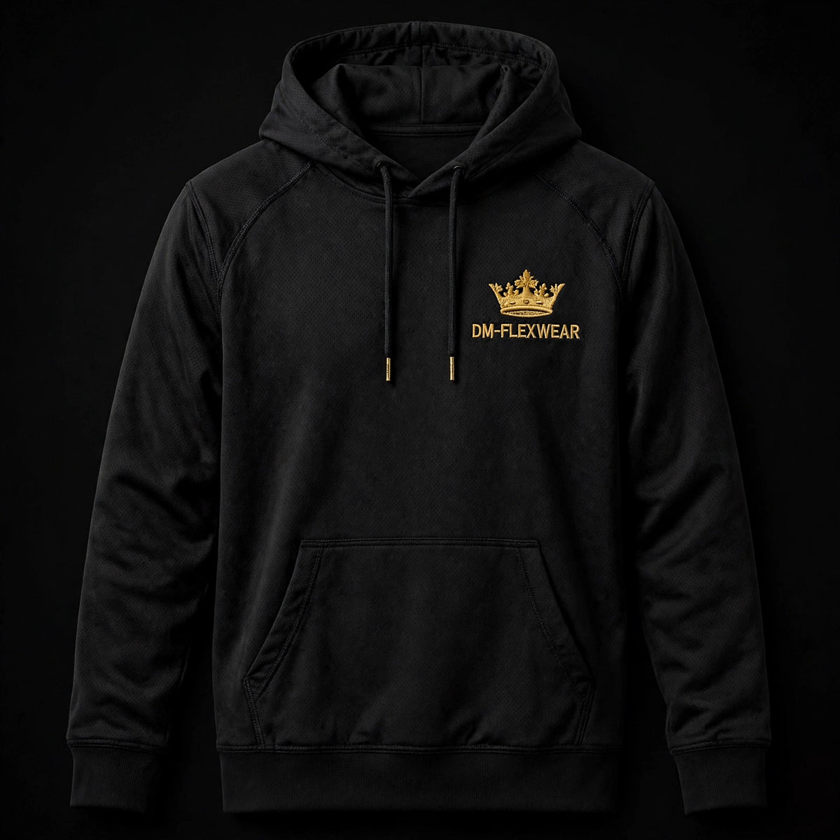 DM-FlexWear Crown Embroidered Sport Hoodie — Black