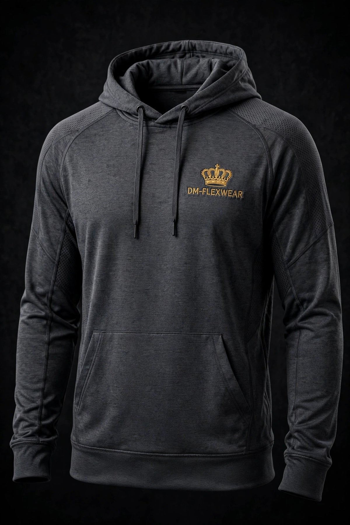 DM-FlexWear Crown Embroidered Sport Hoodie — Charcoal